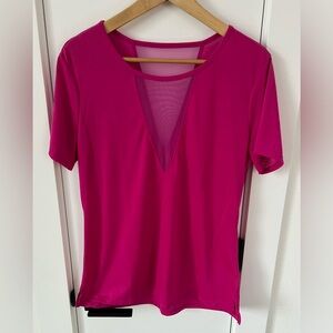 Hot Pink shirt with Mesh Peek-A-Boo - Size Large